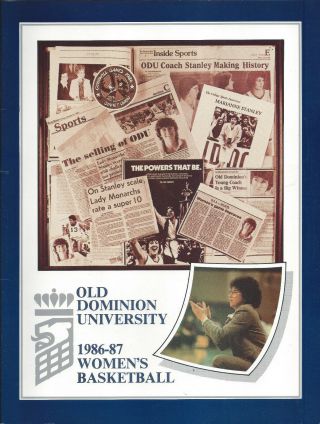 1986 - 87 Old Dominion Womens Basketball Media Guide Signed Hc Stanley Wnba 11pl