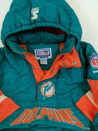 Vintage 90 ' s NFL Miami Dolphins Starter Pro Line Puffer Jacket Child ' s Large 2
