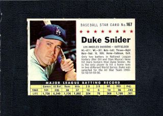 1961 Post Set Break 167 Duke Snider - - Company - - Perforated - - Dodgers - - Nr/mt