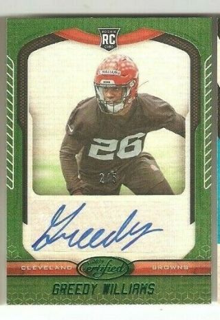 2019 Certified Greedy Williams Green Autographed Card To 5 2 Of 5 Browns