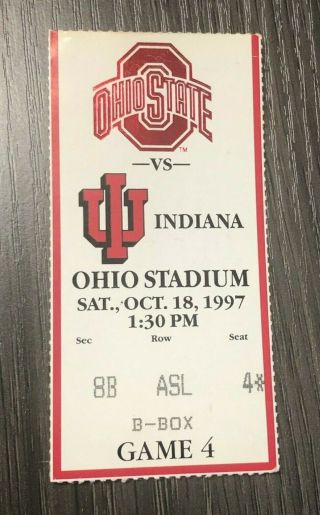 1997 Ohio State Buckeyes Vs.  Indiana Hoosiers Football Ticket Stub