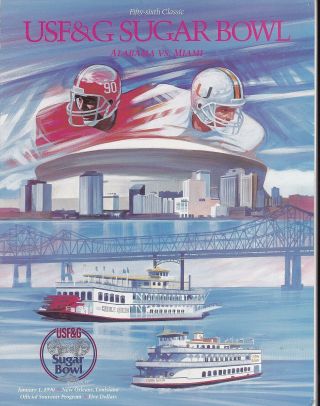 Alabama Vs Miami 1990 Sugar Bowl College Football Program