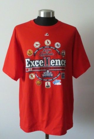 Majestic St Louis Cardinals 2011 World Series Excellence Red T Shirt Xl