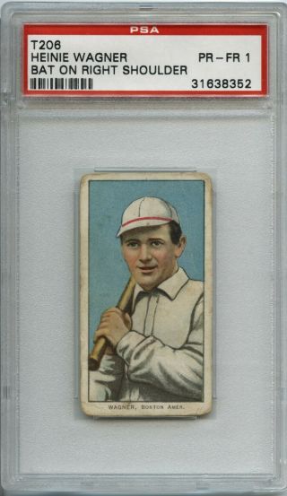 Heinie Wagner 1909 - 11 T206 - Bat On Right Shoulder,  Piedmont 350 - 460/25 - Psa 1