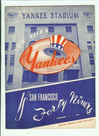 1947 York Giants Vs San Francisco 49ers Program \ Aafc \ Buddy Young