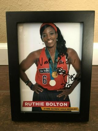 Ruthie Bolton Signed 5x7 Photograph Sacramento Monarchs Wnba Gold Medal Olympics