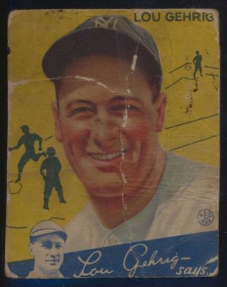 1934 Goudey 37 Lou Gehrig Hof A Authentic Trimmed 53124