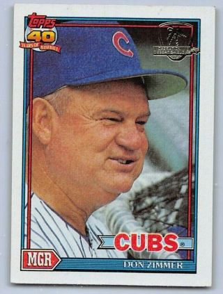1991 Don Zimmer - Topps " Desert Shield " Baseball Card - 729 - Chicago Cubs