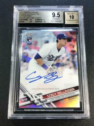 Cody Bellinger 2017 Topps Chrome Refractor Auto /499 Rookie Rc Bgs 9.  5 10