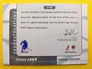 2000 - 01 ITG Vault Be a Player Signature Series Jersey J12 Jaromir Jagr 2