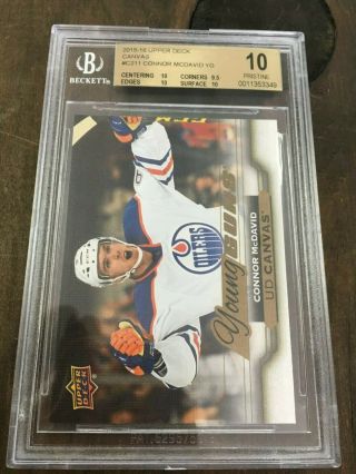 2015 - 16 Ud Canvas Connor Mcdavid Young Guns Rookie Rc Bgs10 Bgs 10 Pristine