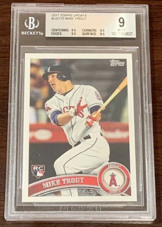 2011 Topps Update Mike Trout Rookie Bgs 9 W/ 9.  5 Centering Rc Us175