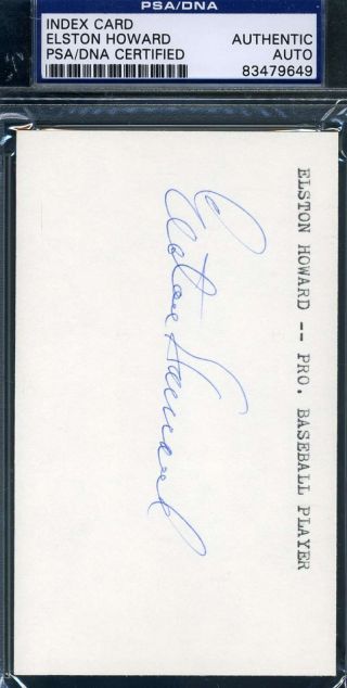 Elston Howard Psa Dna Autographed 3x5 Index Card Hand Signed Authentic