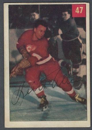 1954 - 55 Parkhurst Detroit Red Wings Hockey Card 47 Keith Allen Rc