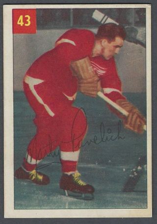 1954 - 55 Parkhurst Detroit Red Wings Hockey Card 43 Marty Pavelich