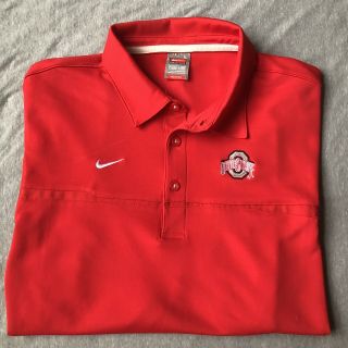 Ohio State University Buckeyes Nike Dri - Fit Red Polo Golf Shirt Mens Large