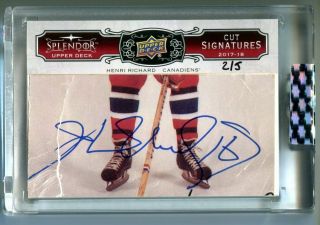Henri Richard 2/5 2017 - 18 Ud Splendor Cut Signatures Auto Canadiens Autograph