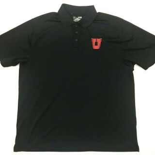 Utah Utes Mens Polo Shirt Under Armour Heat Gear Black Size Xl.  A2