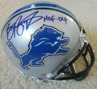 Detroit Lions Barry Sanders Signed Autographed Mini Helmet Inscription And
