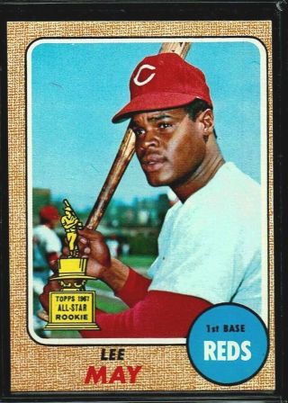 1968 Topps Baseball Cincinnati Reds Lee May All - Star Rookie Card 487 Tough Ex,
