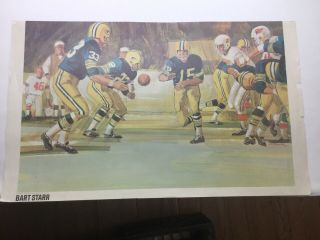 Vintage Nfl Football Poster Packers Vs.  Cardinals Bart Starr 1969