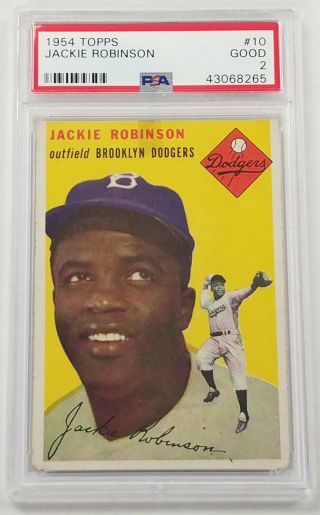 Jackie Robinson 1954 Topps 10 Psa 2 Good Brooklyn Dodgers