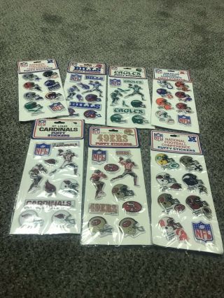 7 1983 Vintage Nfl Puffy Stickers Afc/nfc Imperial Toy Corp.  Factory