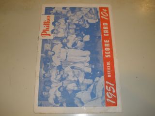 1951 Philadelphia Phillies Official Score Card