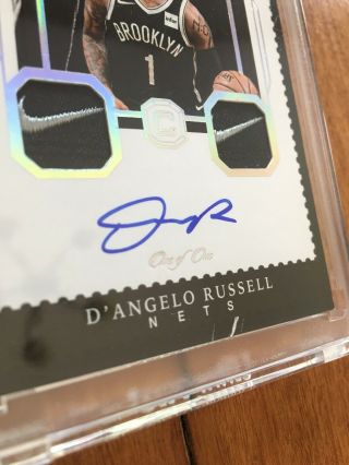 D’angelo Russell 1/1 17 - 18 Panini Cornerstones Onyx Quad Nike Patch Autograph 