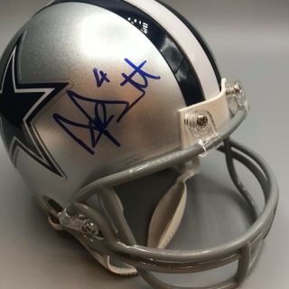 Dak Prescott Autographed/signed Dallas Cowboys Mini Helmet Jsa