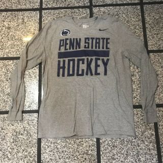 Authentic Nike Penn State Hockey Men’s Xl Long Sleeves Gray T - Shirt