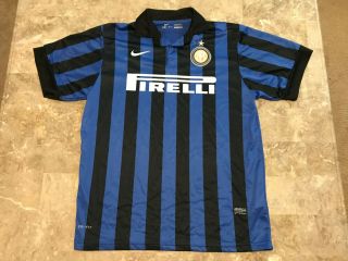 Mens Nike 2009 - 2010 Inter Milan Dri - Fit Authentic Soccer Jersey Adult Size Large