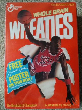 Michael Jordan 1989 Wheaties Cereal Box W/poster &,
