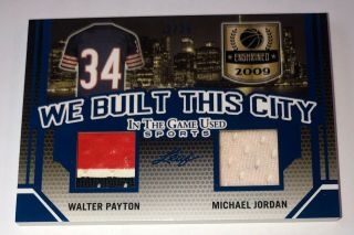 2019 Leaf Itg Game Walter Payton Michael Jordan Dual Jersey Patch D 2/25