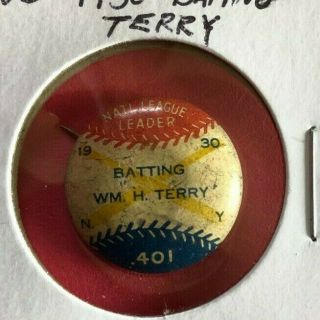 Pr - 3 - 10 Pin Back Button 1930 Nl Batting Leader Bill Terry.  401