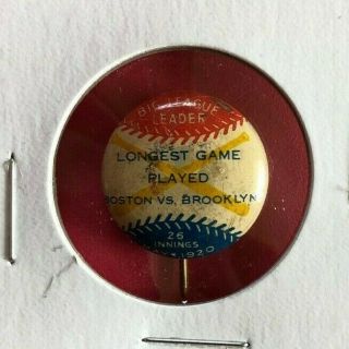 Pr - 3 - 10 Pin Back Button 1920 Longest Game Played 26 Innings