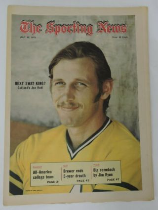 Vtg July 22 1972 The Sporting News Newspaper - Oaklands Joe Rudi - Nest Swat King