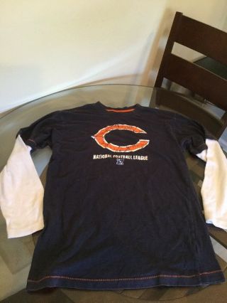Chicago Bears Nfl Team Apparel Blue Long Sleeve Thermal Shirt Medium Good Cond
