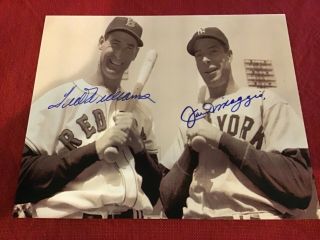 Joe Dimaggio And Ted Williams Autographed 8x10.  Certified,