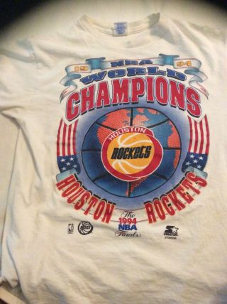 Vintage 1994 Nba Houston Rockets World Championship Shirt Size Medium Starter
