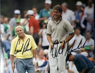 Arnold Palmer & Phil Mickelson 2x Hand Signed 8x10 Photo W/holo Wow