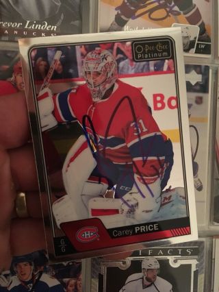 2015 - 16 O Pee Chee Carey Price Signed Hockey Card Montreal Canadiens