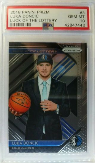2018 - 19 Panini Prizm Luck Of The Lottery Luka Doncic Rookie Rc 3,  Psa 10