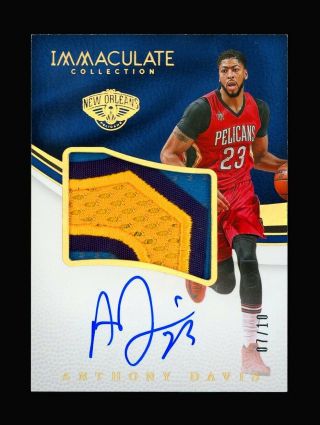 Anthony Davis 2016 - 17 Immaculate Premium Patches Gold Auto Logo Patch /10