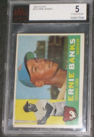 1960 Topps Ernie Banks Baseball Card 10 Bvg 5 Ex Chicago Cubs