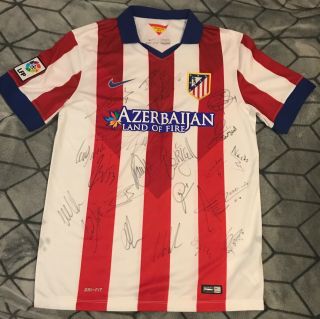 Atletico Madrid Spain Autographed Signed By Team Football Soccer Jersey No