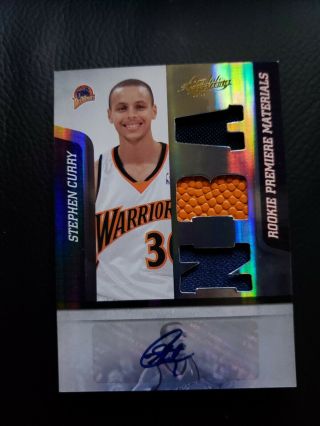2009 - 10 Stephen Curry Absolute Memorabilia RC Auto/Autograph Jersey Rookie Card 3