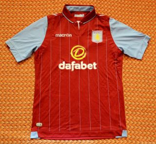 2014 - 2015 Aston Villa Fc,  Home Football Shirt By Macron,  Medium - Large