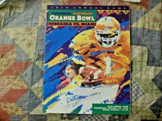 1992 Orange Bowl Program Miami Nebraska College Football Hurricanes 1991 Champs