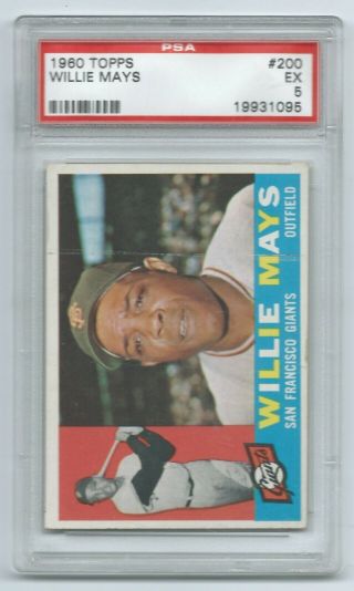 1960 Topps Willie Mays 200 - Psa 5 - Ex - Sf Giants - Great Centering